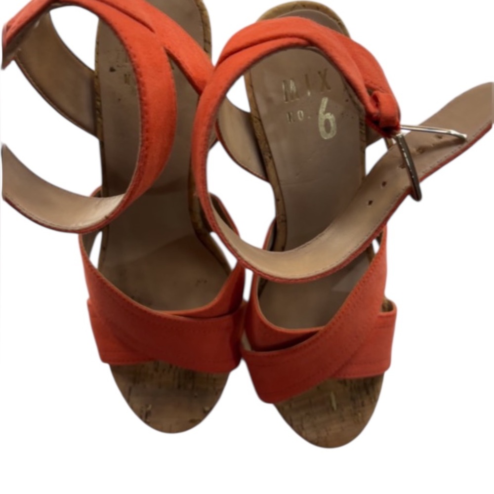 Mix No. 6 Lakita Strappy Platform Block Heel Shoes,Orange, coral, Size 7 - Picture 5 of 7